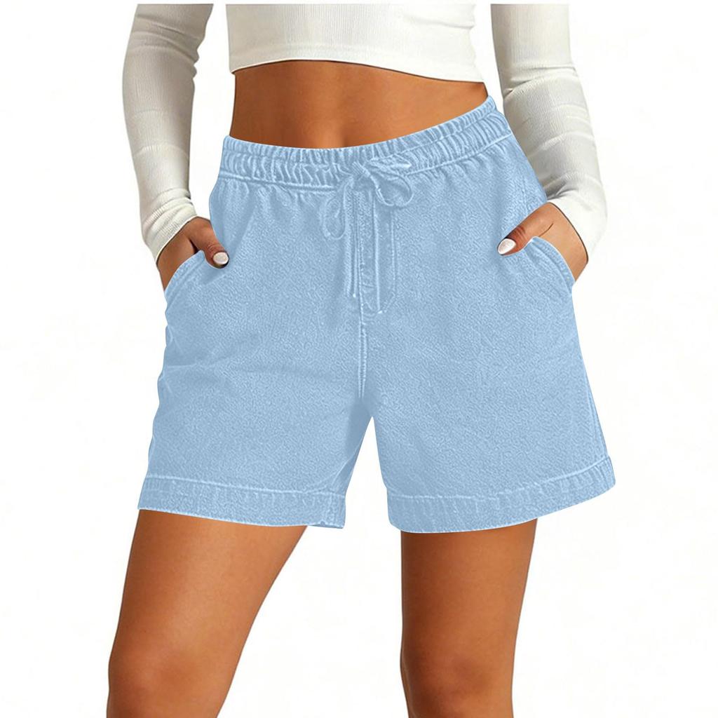 Pantaloncini di Jeans Casual da Donna a Vestibilità Larga Vita Elastica Non Elasticizzati Gamba Larga Pantaloncini Jeans Estivi con Coulisse e Tasche