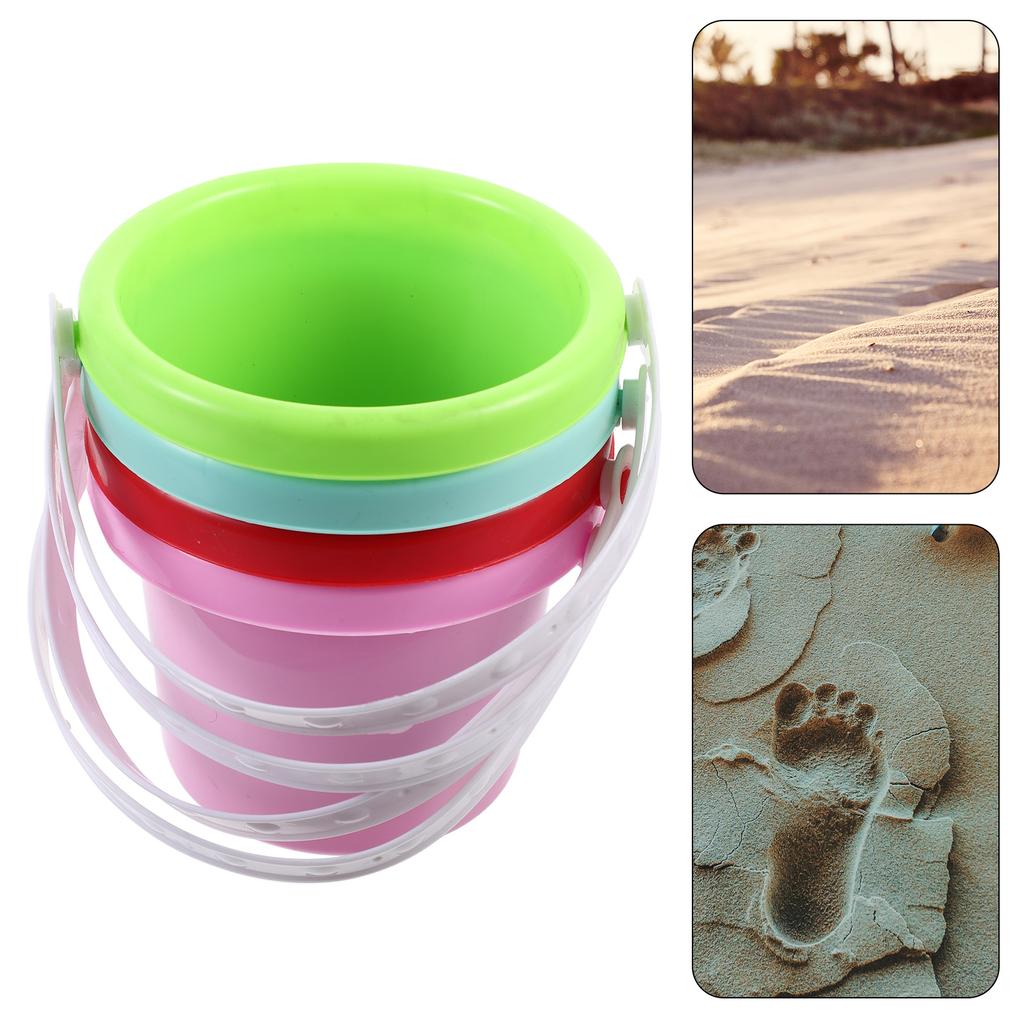 4 Pcs Sand Bucket Beach Plastic Barrel Child Childrens Toys Children’s Sandbox Pail for Kids Buckets