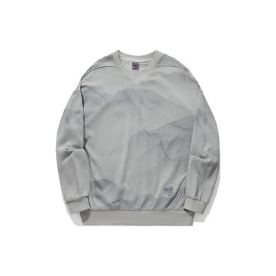 Li Ning X Jackie Chan Kollaboration Kung Fu Serie Dunkles Muster Lockere Passform Rundhalsausschnitt Sweatshirt Herren sweatshirt Frost-Grau AWDU309-4