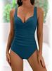2024 Fashion Solid Color Slimming One-Piece Swimsuit – European American Sexy Tummy Concealing Backless Swimwear