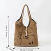Vintage Drawstring Shoulder Bag Little Dog Handbag Fashion Puppy Paw Print Tote Bag  Casual Wear