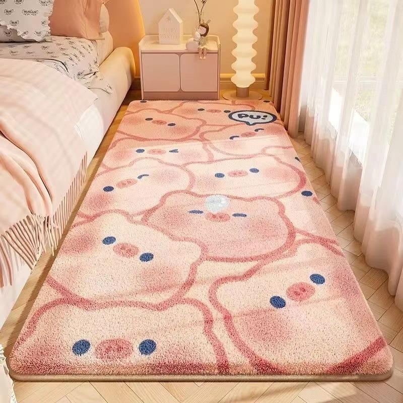 Adorable Cartoon Kids' Faux Cashmere Non-Slip Rug - Soft & Dirt-Resistant for Bedroom or Balcony