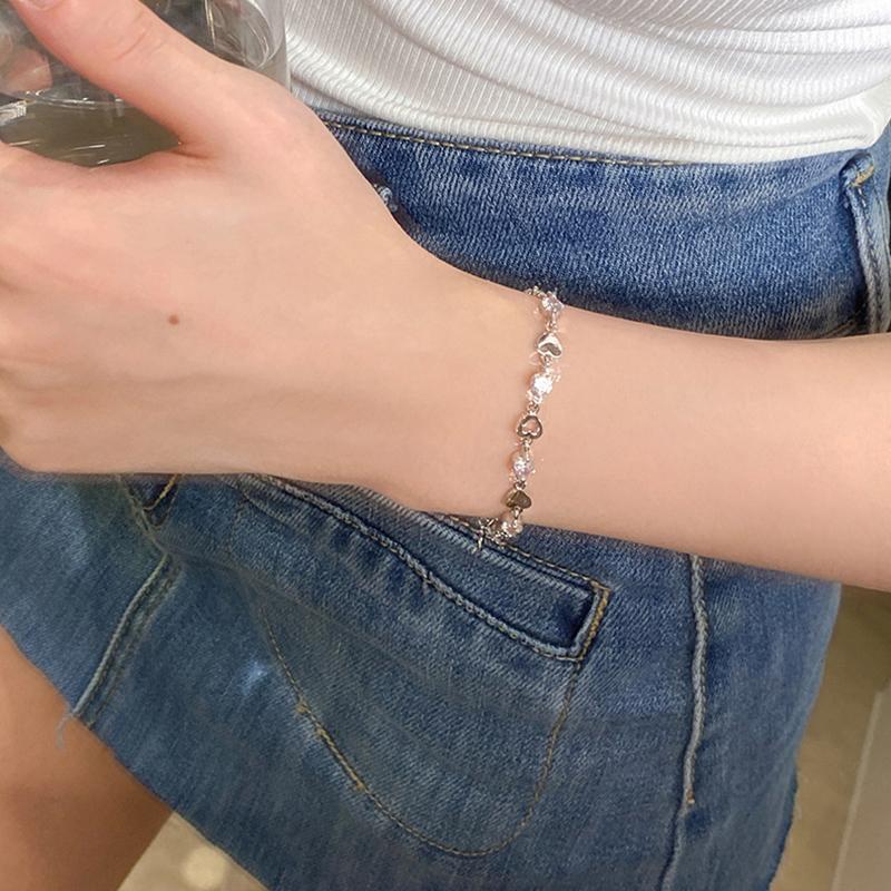 Silver Zircon Bracelets For Women Fashion Sweet Girls Sparkling Charm Bracelet Delicate Chain Bracelet Jewelry Gift