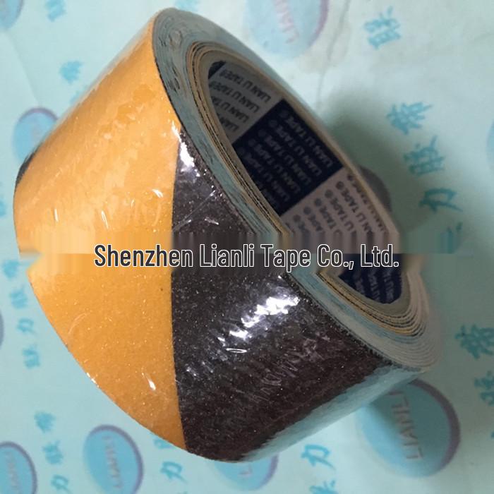 Black & Yellow Wear-Resistant Anti-Slip Tape, Sandpaper Surface, 50mm x 5M for Stairs & Floors