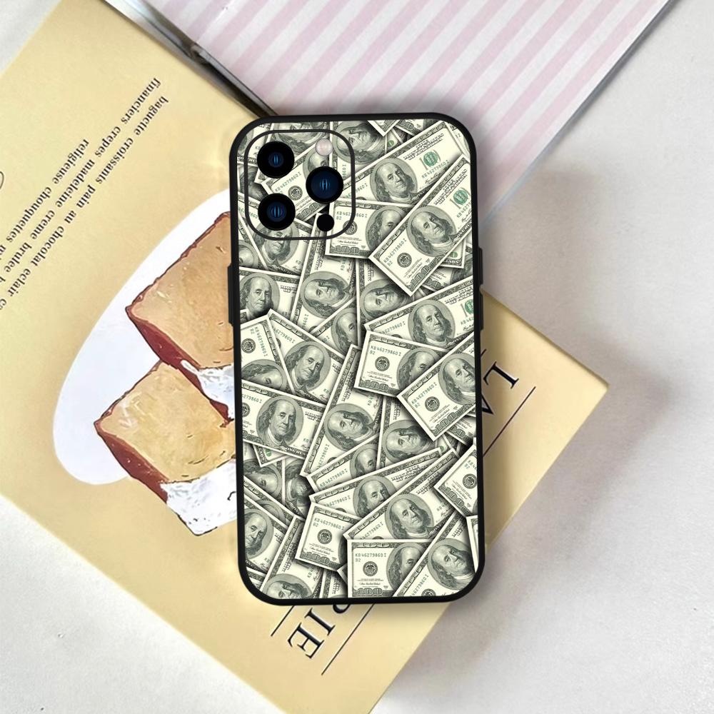 Dollar Banknote Phone Case FUNDA For IPhone 12 11 13 14 15 16 Max Pro Plus Mini Soft Silicone Black Cover