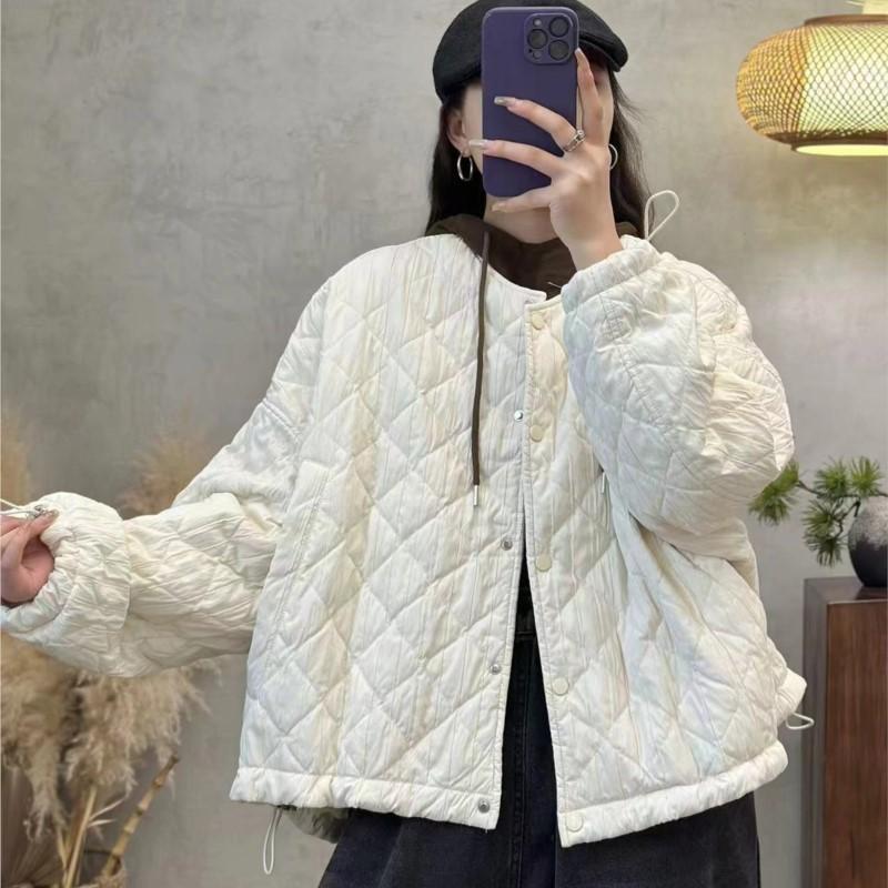 

Johnature Женское Зимнее Модное Пальто с Круглым Вырезом, Нишевое Свободное Однобортное, Однотонное, с Длинными Рукавами, Повседневное Пальто One Size белый