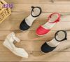 Women's Ethnic Style Summer Wedge Sandals - Breathable Linen with One-Strap Buckle and High Heel Design