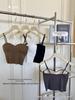 Seamless Ice Silk French Strappy Tank Top with Fixed Cup and Bandage Bustier