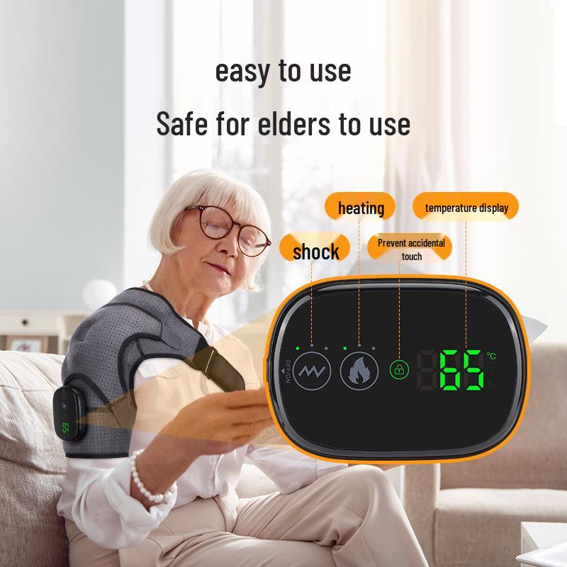 Wireless Heated Shoulder Massager with Vibration Therapy