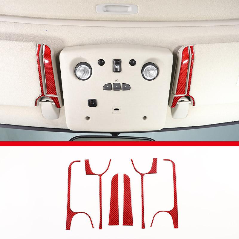 Red Soft Carbon Fiber Door Handle Steering Wheel Gear Shift Trim Cover Stickers Fit For Hummer H2 2003-2007 Interior Accessories