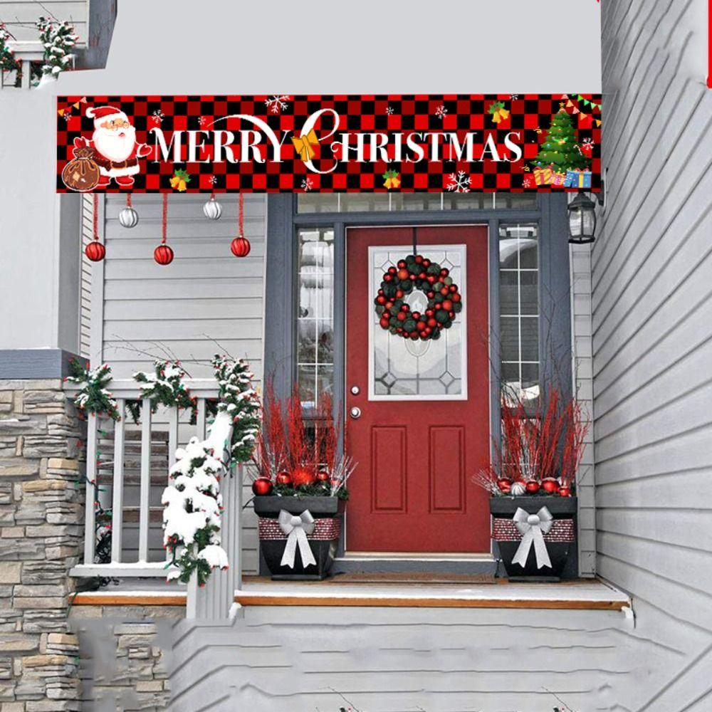 Foldable Christmas Pull Flag DIY Flag Banner Multipurpose Christmas Banner  Yard