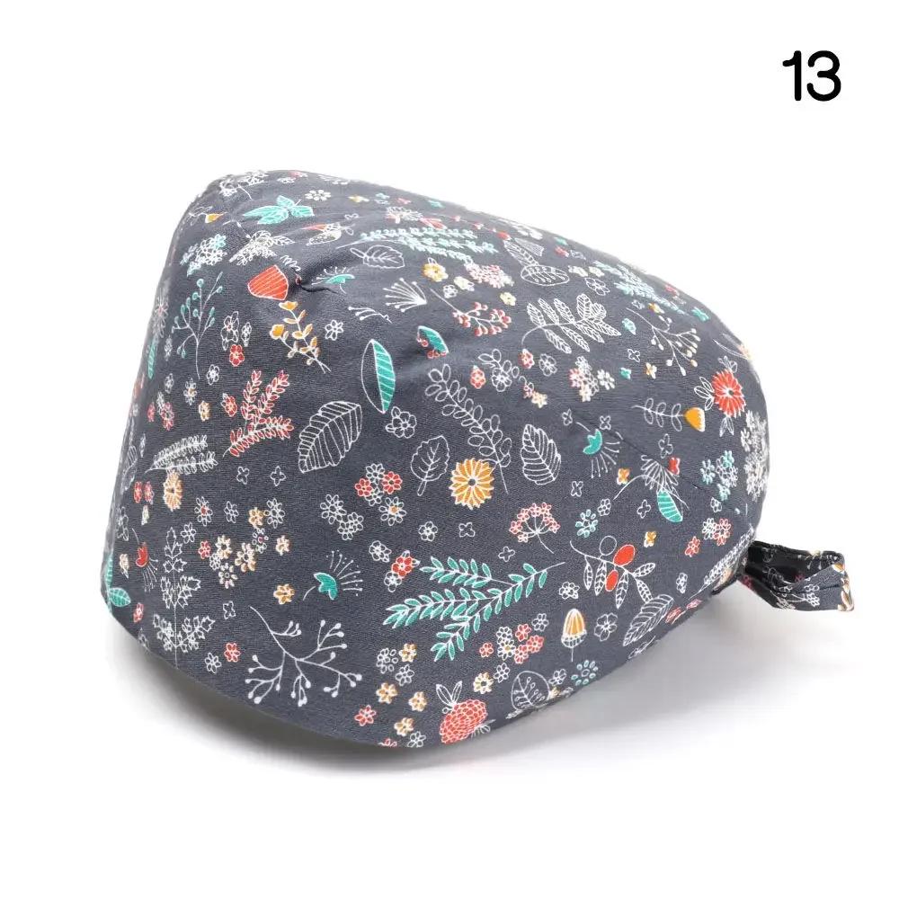 Adjustable HeadCover With Sweatband Men Women Bouffant Hat Pure Colour Cotton Hats Surgical Scrub Cap