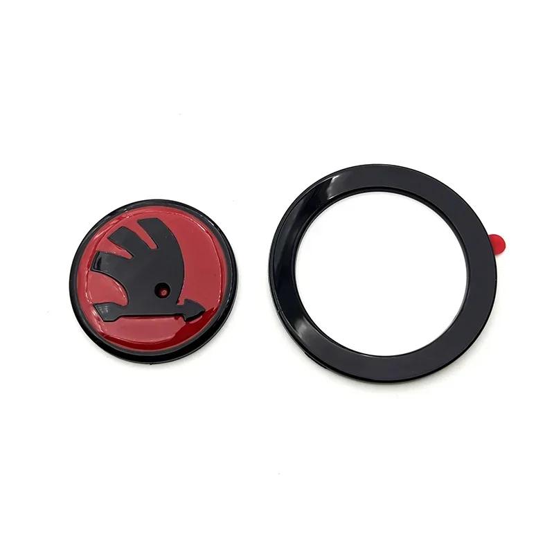 for SKODA 1Pcs 46mm Car Interior Kodiaq Yeti Rapid Spaceback Fabia 1 2 Karoq Octavia A5 RS Superb Steering Wheel Emblem Stickers