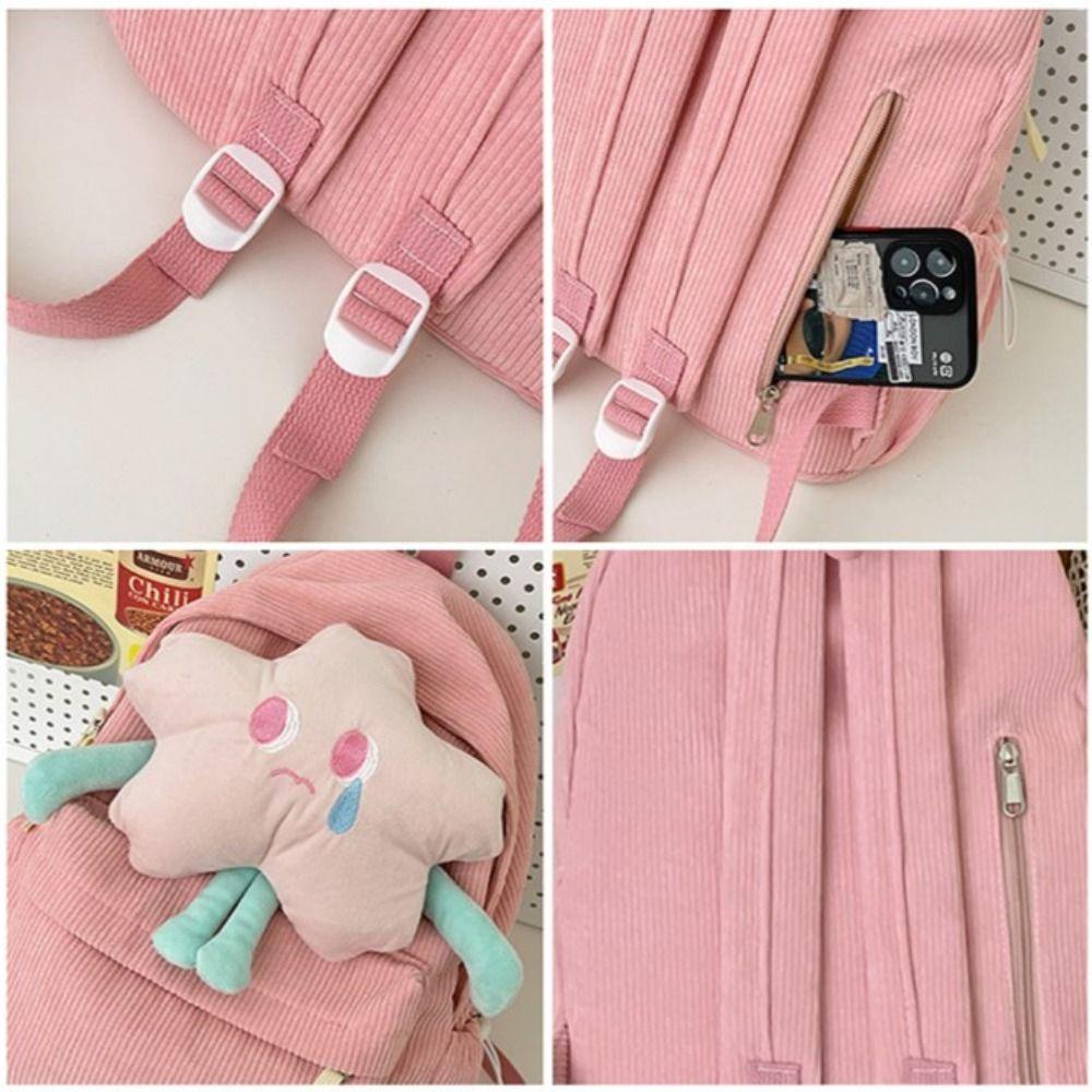 Plush Doll Corduroy Shoulders Bag Creative Student Schoolbag Sweet Plush Star Backpack  School