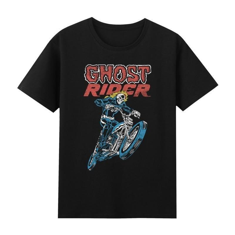 Marvel Genuine Avengers Retro Ghost Rider Retro Comic Flower Unisex And Women With The Same Tshirt Shortsleeved TopJacket