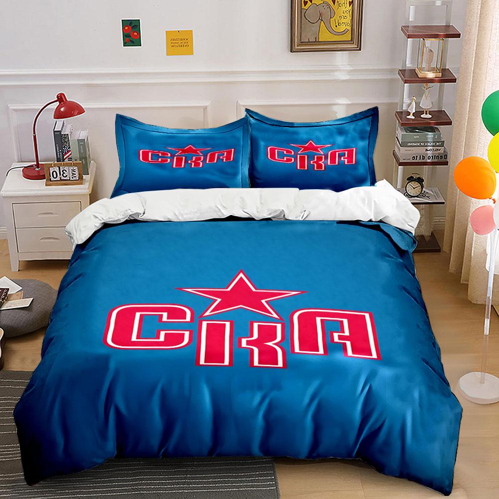 Red Star CK Logo on Blue Background Print Bedding Set Duvet Cover Pillowcases (1* Duvet Cover 2* Pillowcases Do Not Include Comforter)