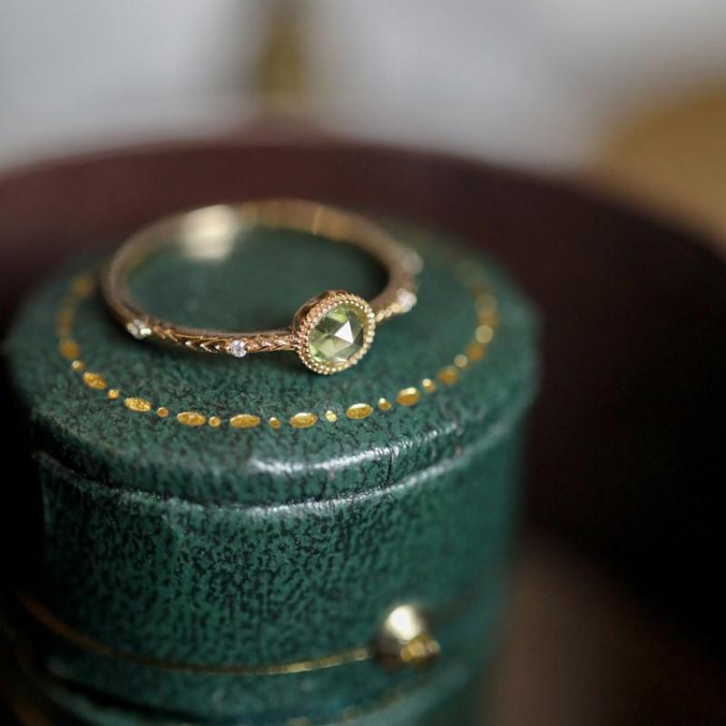 Striking Green Olive Rose Adjustable Ring For Women Contemporary Stylish Fingerwear
