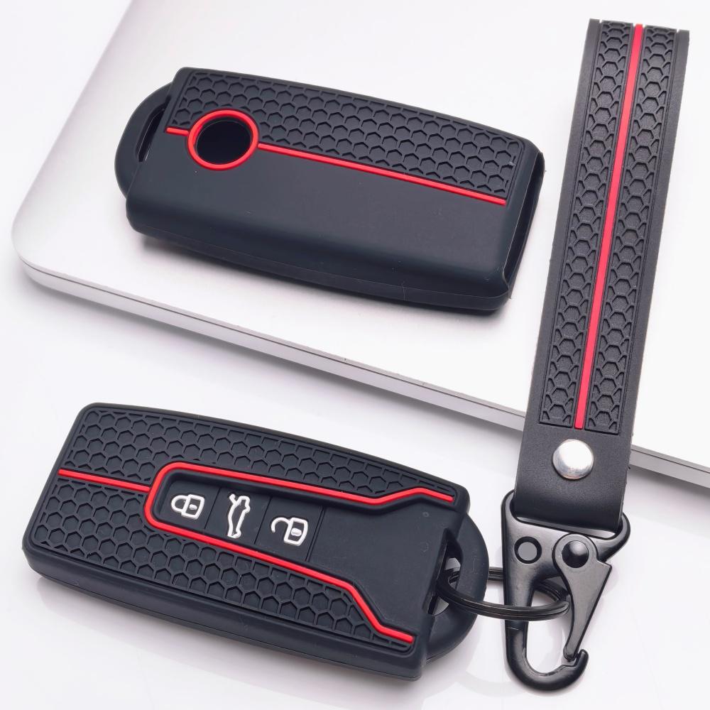 3 Button Silicone Key Fob Cover with keychain for VW Golf 8 ID.3 ID.4 ID.6 Lamando L Tiguan Teramont Talagon, Fits VW Golf Tiguan Passat Octavia