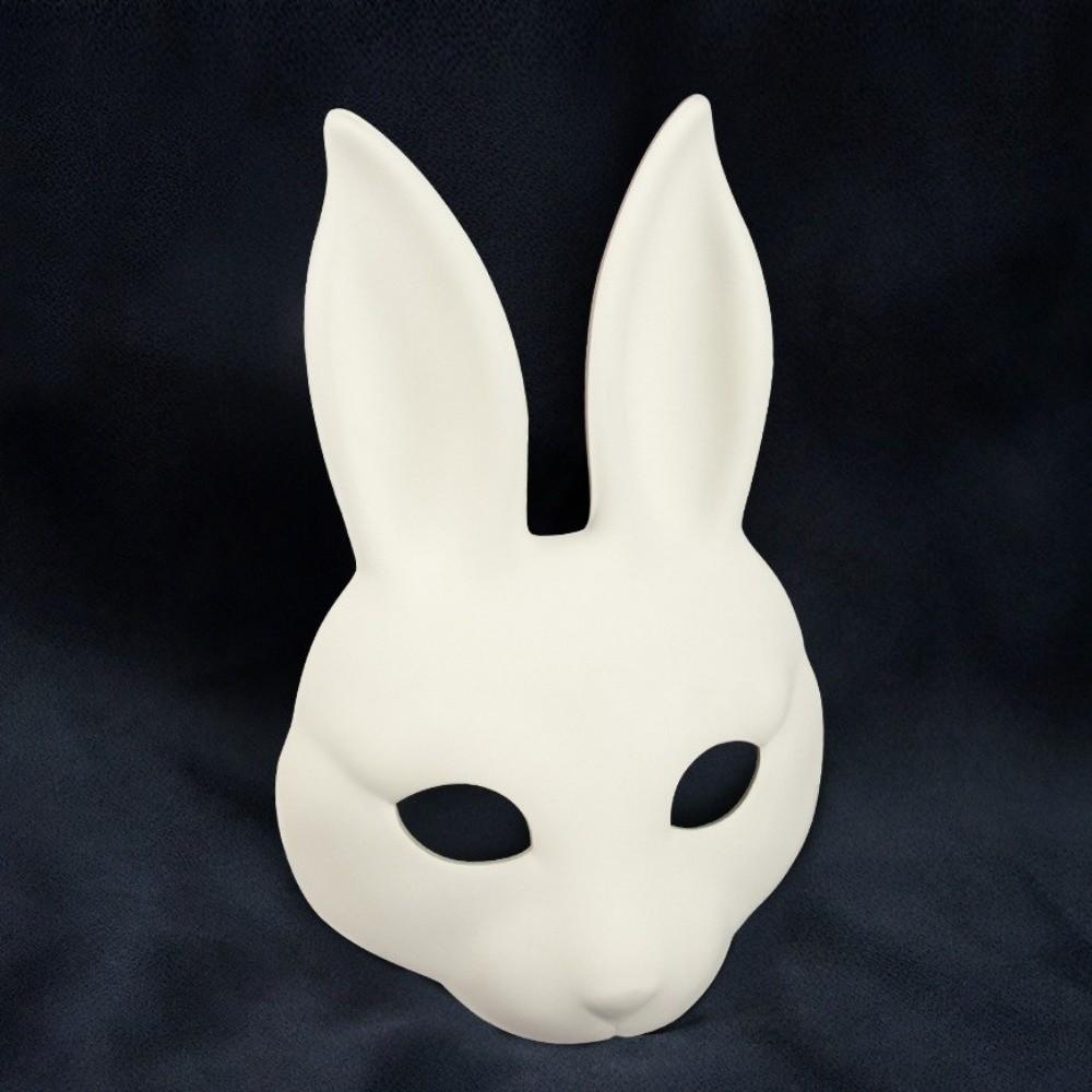 Maschera Realistica di Coniglio Bianco Faccia di Coniglio Fai da Te Artigianato Maschera in Pelle PU Vestibilità Comoda Fatta a Mano Coniglio Cosplay Maschera per Feste Festival