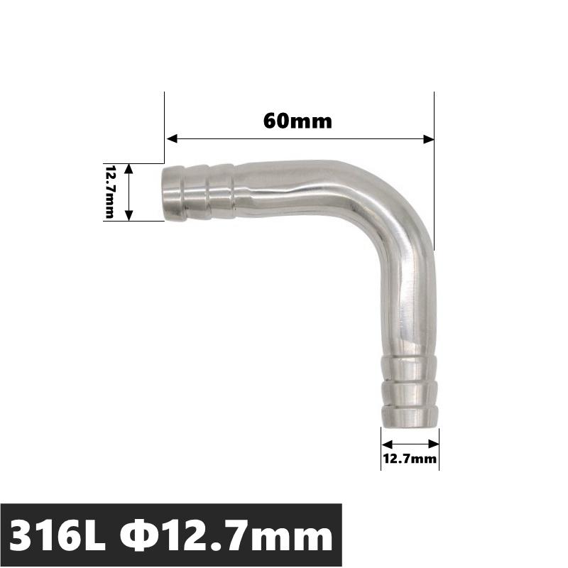 High Qulity 12.7 14 16 19 25 32 38 45 51 57 63 76 89 102mm Hose Barb Tail Elbow 304 316 Stainless Sanitary Pipe Fitting Homebrew