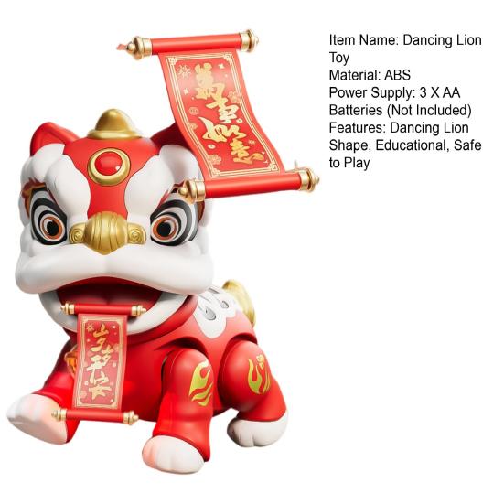 Electric Dancing Lion Toy with 2 Blessing Stickers Kids Shaking Head Walking Cartoon Awake Lion Toy with Music Light Toddlers Boys Girls Gift