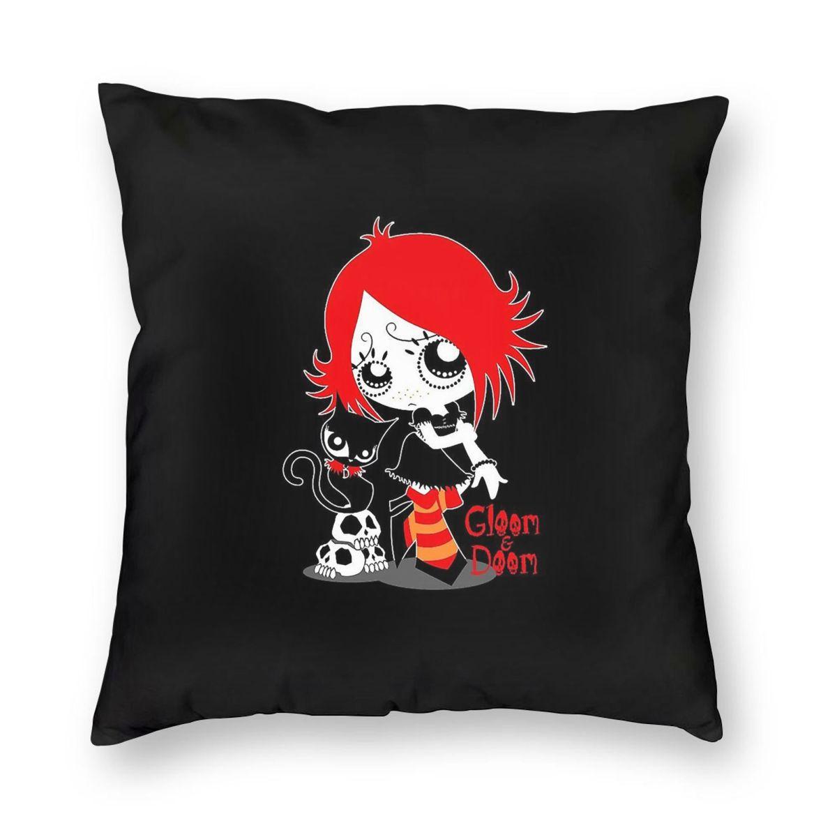 Ruby Gloom And Doom Kitty Square Pillowcase Polyester Linen Velvet Creative Zip Decorative Sofa Cushion Cover 18 12x12Inch