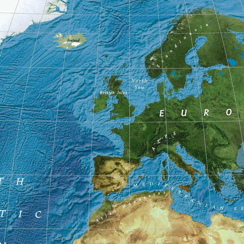 Polyester,The World Map with National Flag Painting Poster Travel Supplies/Learning,World Map Wall Decor