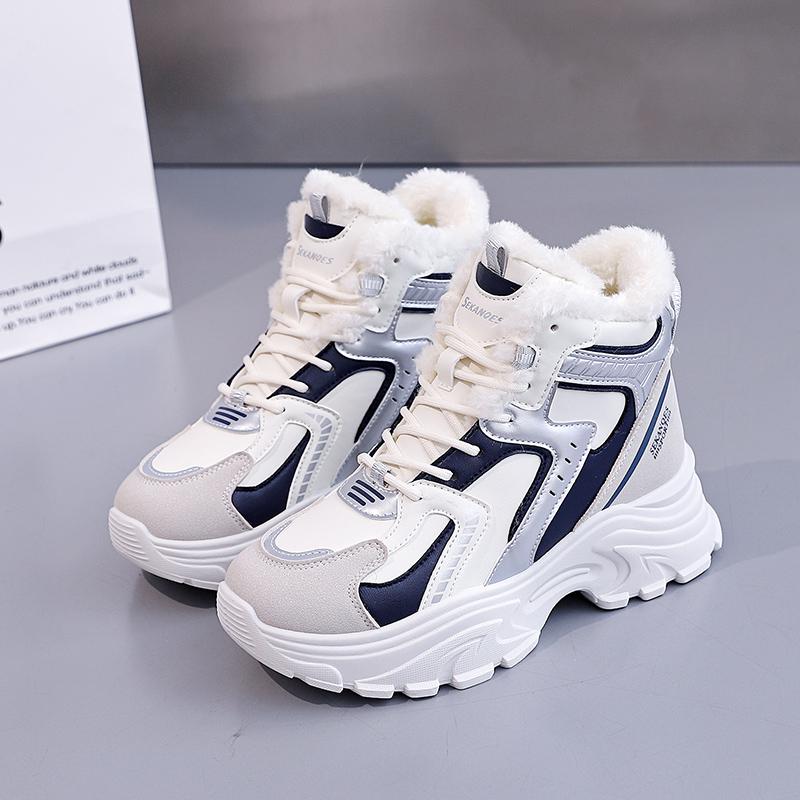 TUINANLE Winter Sneakers with Fur Shoes Woman Casual Sports Skateboard Trainers Women Comfort Warm Plush Athletic Shoes