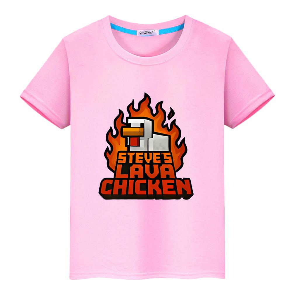 chicken jockey Kawaii t shirt for kids boy 10year 100%Cotton Print Cartoon Tops Anime Short Tees kids clothe girls y2k one piece