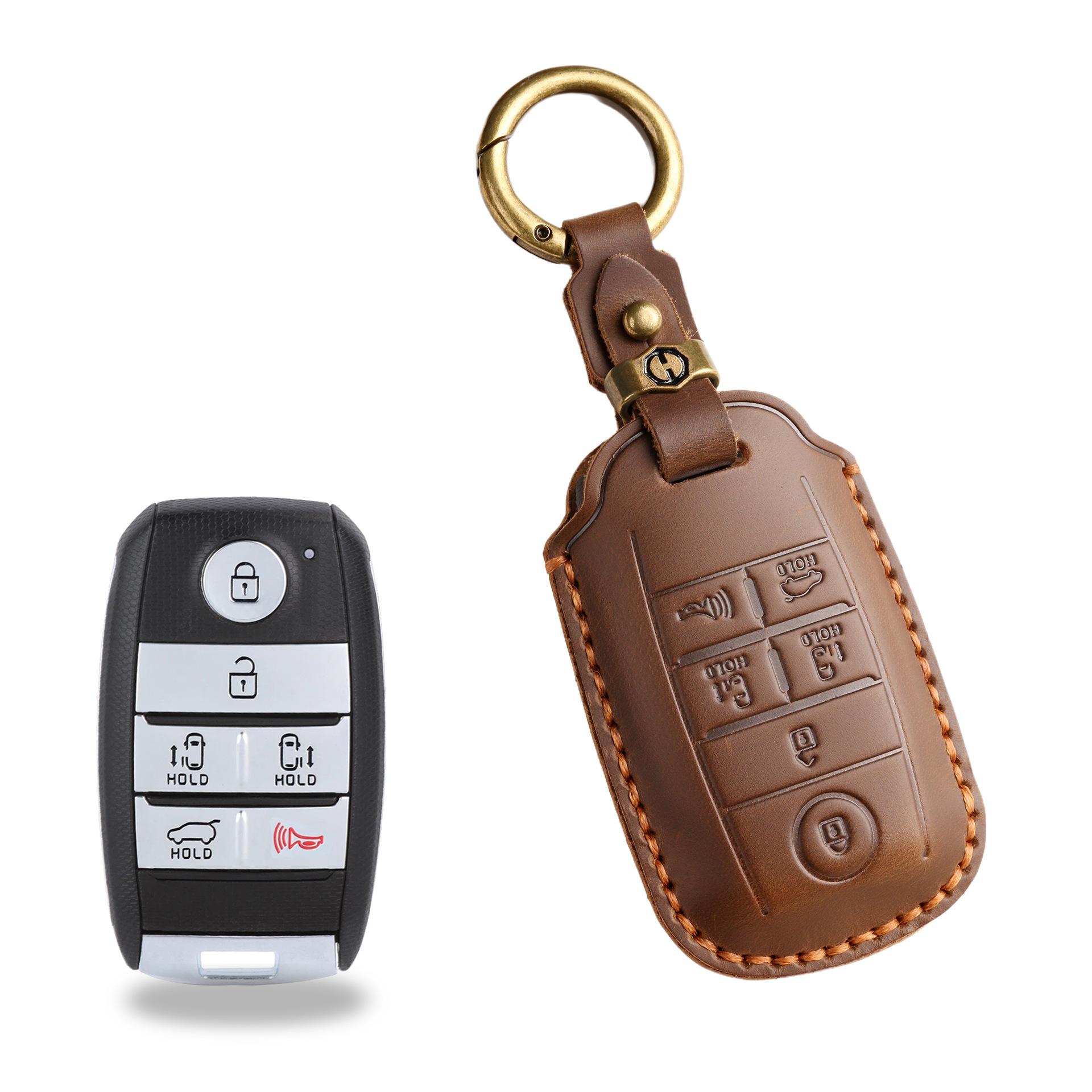 

Retro leather key bag is suitable for Kia Jiahua commercial vehicle mpv key cover, pure handmade cowhide protective case