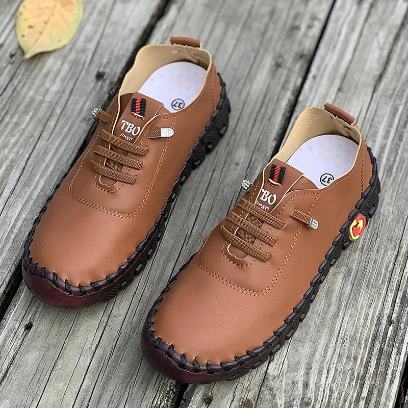 Sneakers Women Shoes Loafers Lace Up Leather Flat New Spring 2025 Casual Comfortable Mom Shoe Work Mujer Zapatos Chaussure Femme