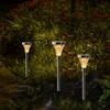 GWSOLAR [Set of 3 Solar Lights with Stainless Steel Pole] Light Color: Warm White, Slim Design, Modern and Stylish Light, In-Ground Insertion, Light