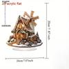 2D Flat, Gingerbread Wooden Cabin Acrylic Acrylic Desktop Decoration, with Base, Suitable for wall decoration, porch, room, villa, accents Home, Hallw