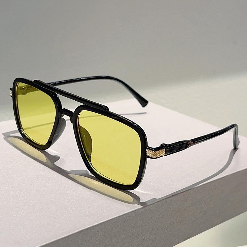 Non-polarized Vintage Punk Double Girder Large Square Frame Leisure Sunglasses Men Women Outdoor Travel Anti Strong Light Eyeglasses