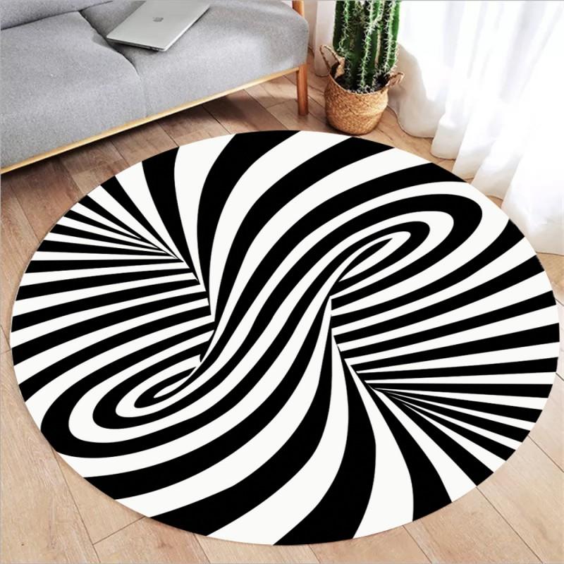 3D Vortex Optical Illusion Rugs Trap Area Rugs Not-Slip Round Rugs Area Carpets for Living Room Short Plush Trap Swirl Carpet