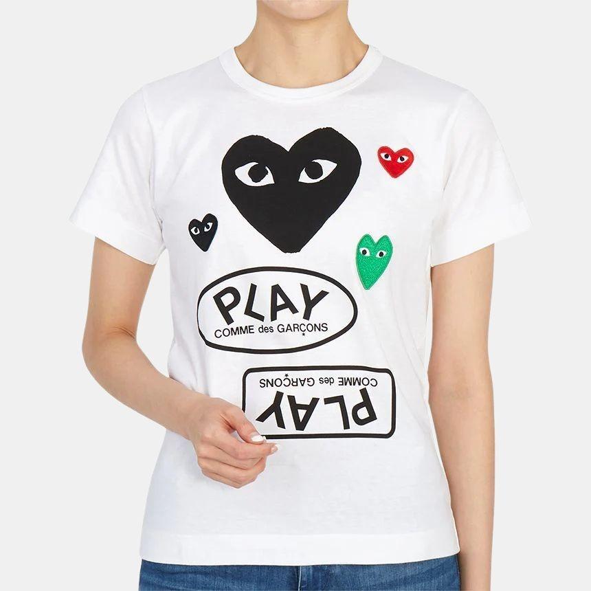 Comme des Garçons PLAY (WMNS) COMME Des GARCONS PLAY Multi Heart T-Shirt 'White Black' Women's AZ-T281-051-1