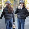 Autumn and winter light stand-up neck cotton-padded clothes women's splicing sleeves solid color short jacket women's clothing can be mixed in batches