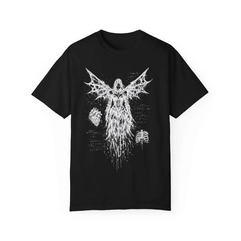 Gothic Angel Tshirt Dark Fantasy Winged Skull Pattern Tshirt For Unisex Summer New Y2k Style Suitable For Both Unisex And Unisex