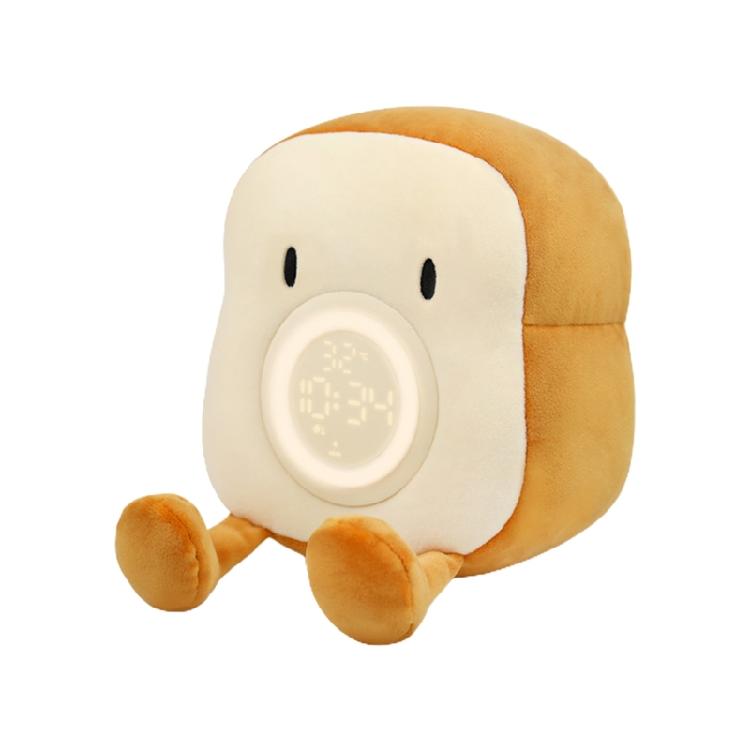 Милый плюшевый будильник в форме тоста, вибрационный будильник для спальни, прикроватный 1