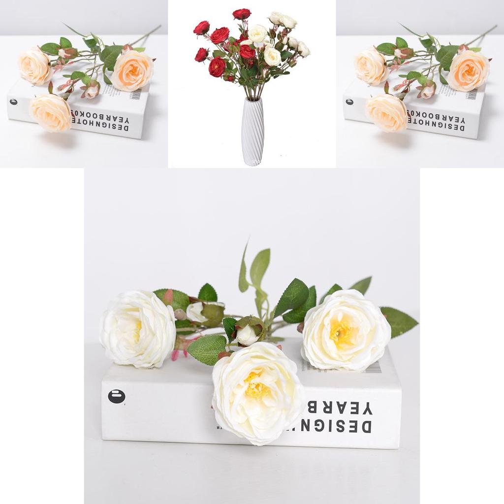 Luxury Artificial Rose Six Head Floral Decor For Wedding Venue Hotel Ceiling Decoration