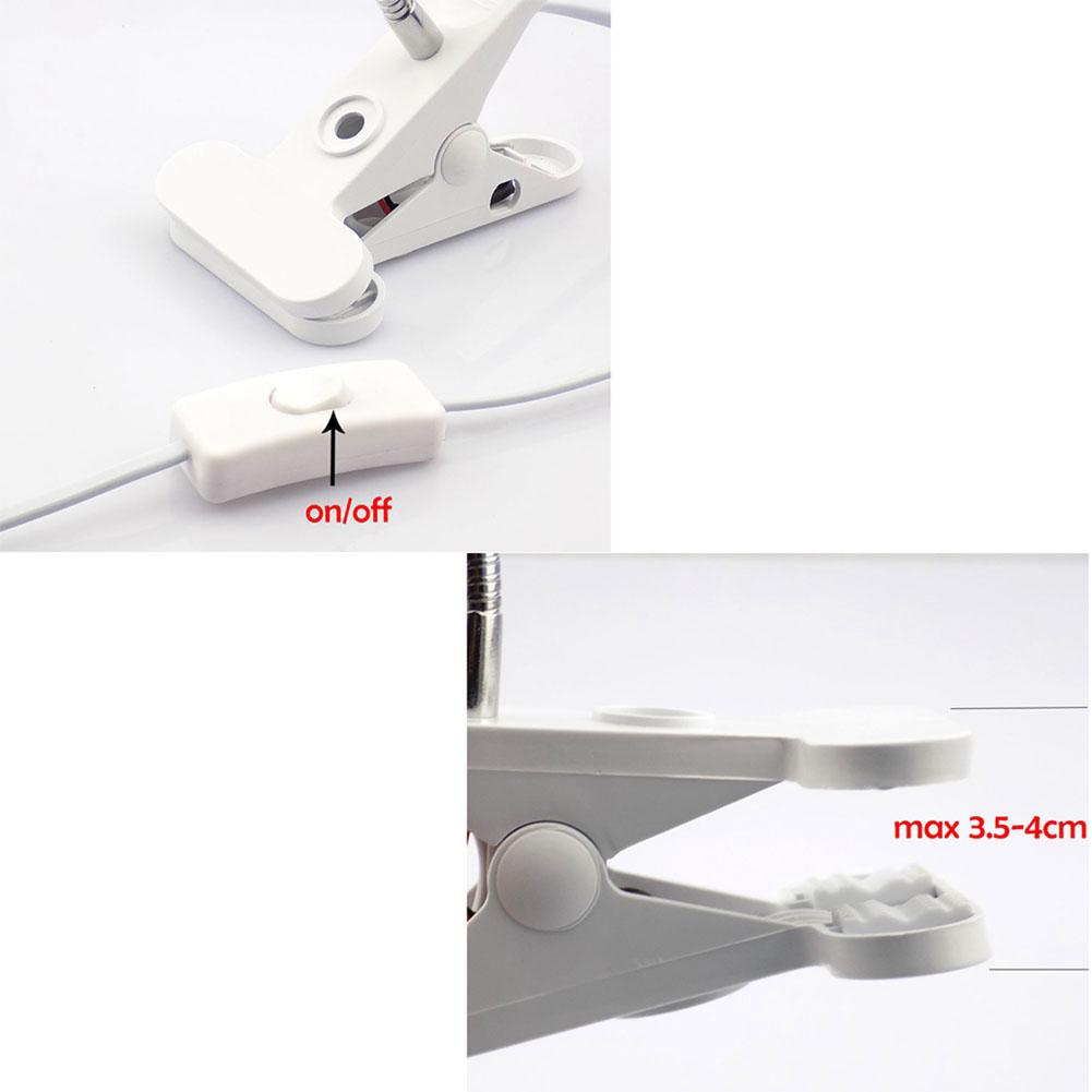 White EU US UK Flexible Light Bulb Lamp AC Power E27 Base Plugs Socket Desk Clip for Book Room Night Light Grow Light Holder