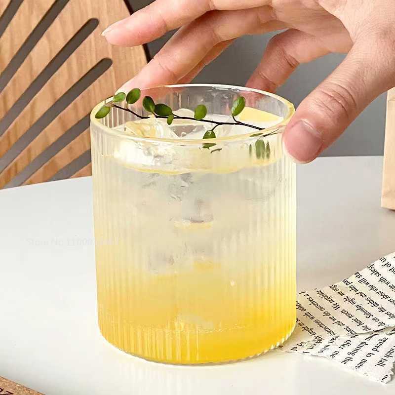 6PCS Vertical Pattern Cup Creative Japanese Glass Wine Juice Drink Coffee Handmade Clear Drinkware Shot Glasses Whiskey