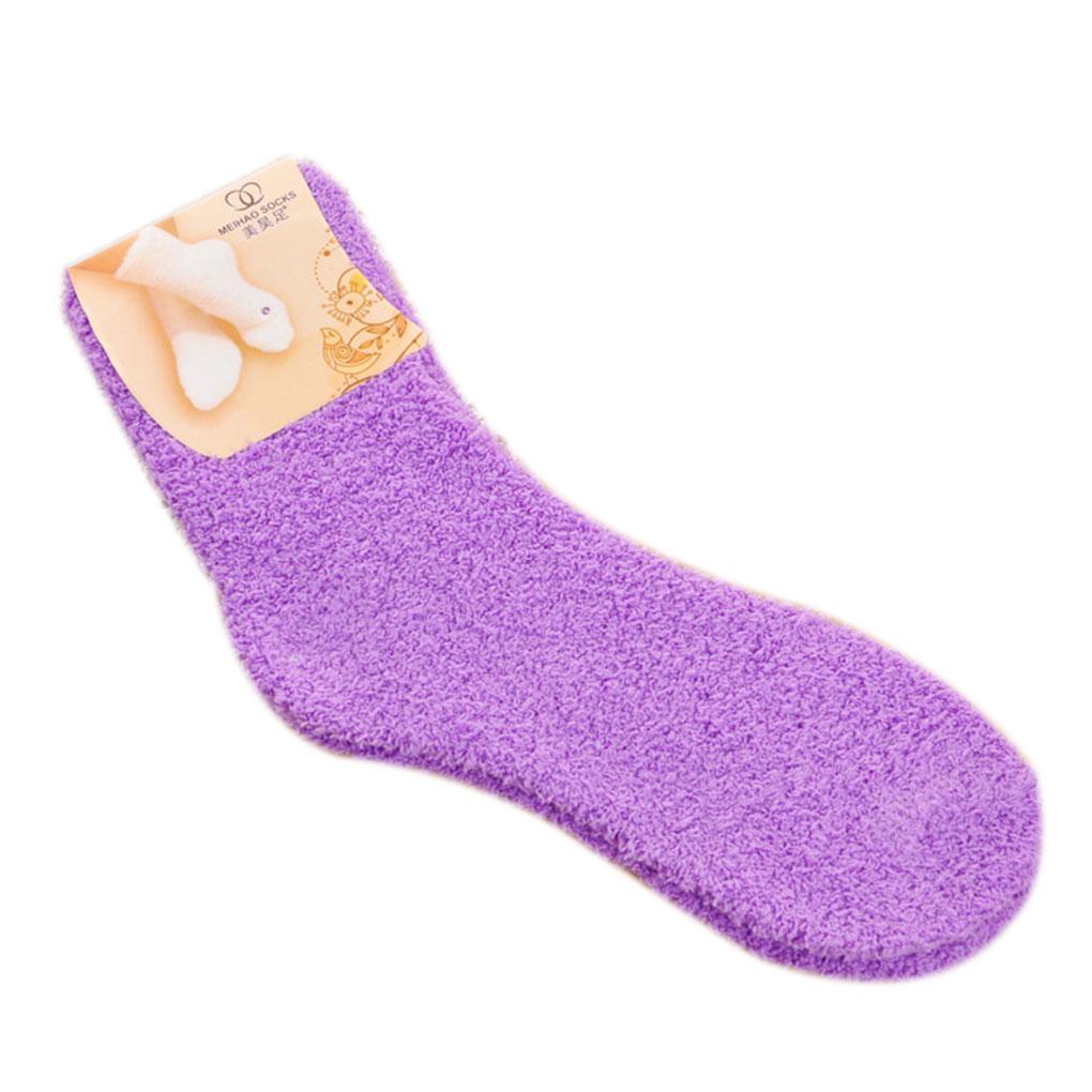 

1 Pair Comfortable Home Women Multi-color Mid Calf High Socks Coral Fleece Floor Antiskid Casual Socks