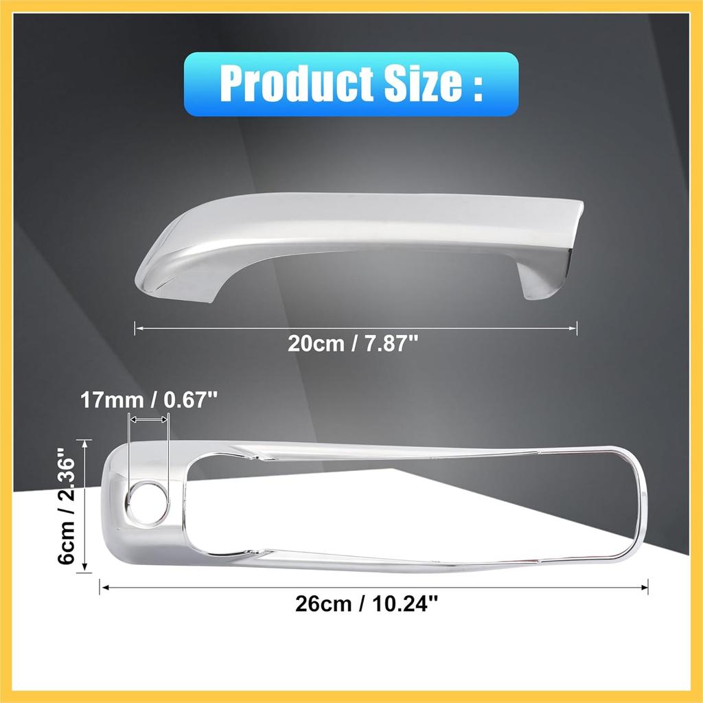 4pcs Chrome Plated ABS Exterior Side Door Handle Cover Trim for Dodge for Ram 1500 for Jeep Commander Grand Cherokee 2006-2010 Silver Tone Outer Door