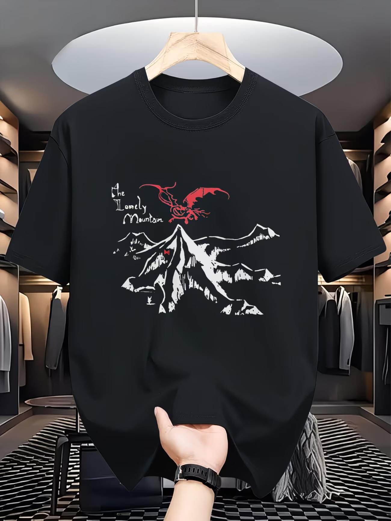 Red Dragon Mountain The Lonely Mountain Graphic T Shirt Women Unisex Cotton Tee Summer Spring Vintage Harajuku Oversize Streetwear S