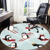 1PC Penguin Winter Office Round Area Rug, Mat Suitable For Office, Under Office Chairs Bedroom Living Room Home Decor, Room Deco