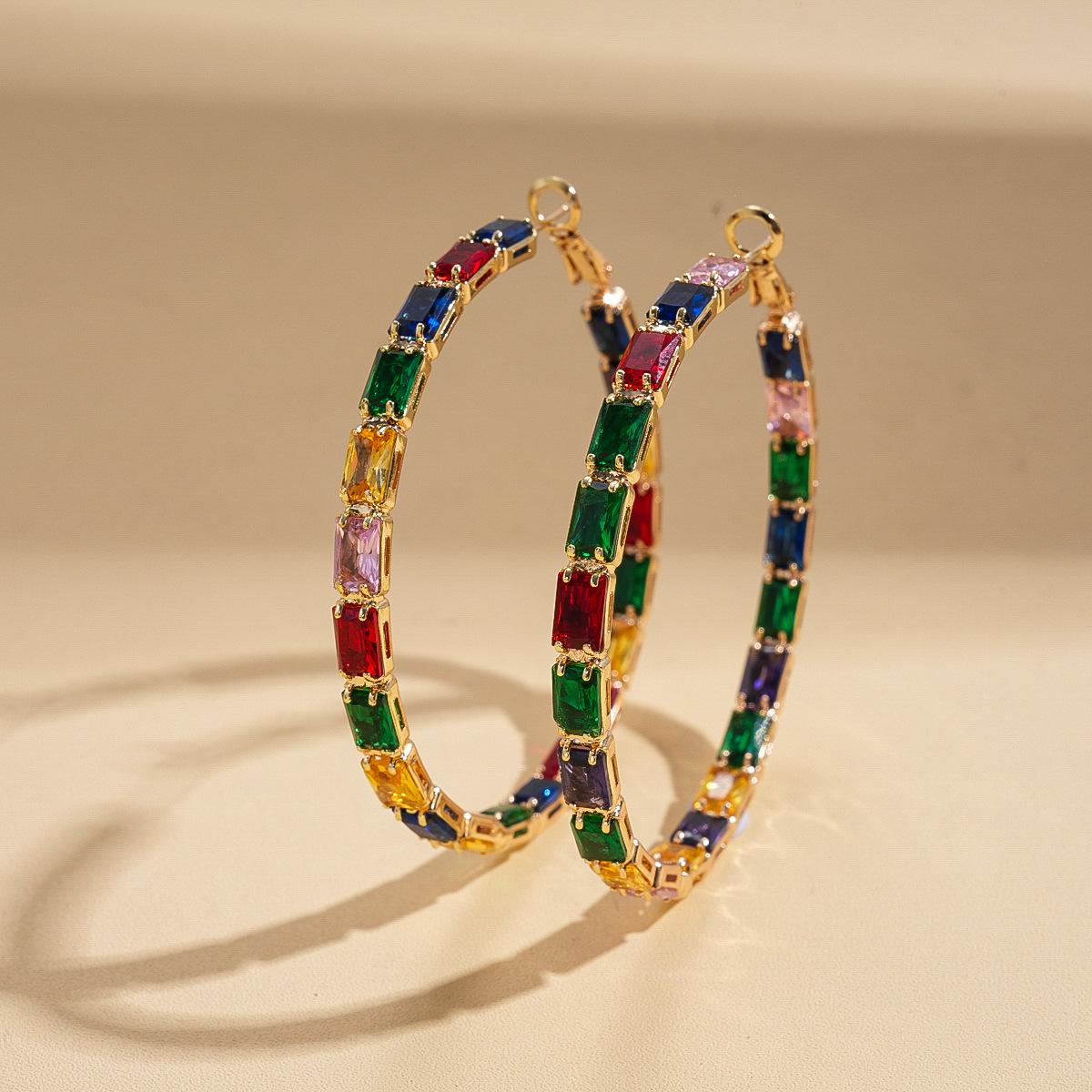 Европейские и американские циркониевые прямоугольные круглые серьги-гвоздики серебряные серьги легкой роскоши нишевые индивидуальные серьги