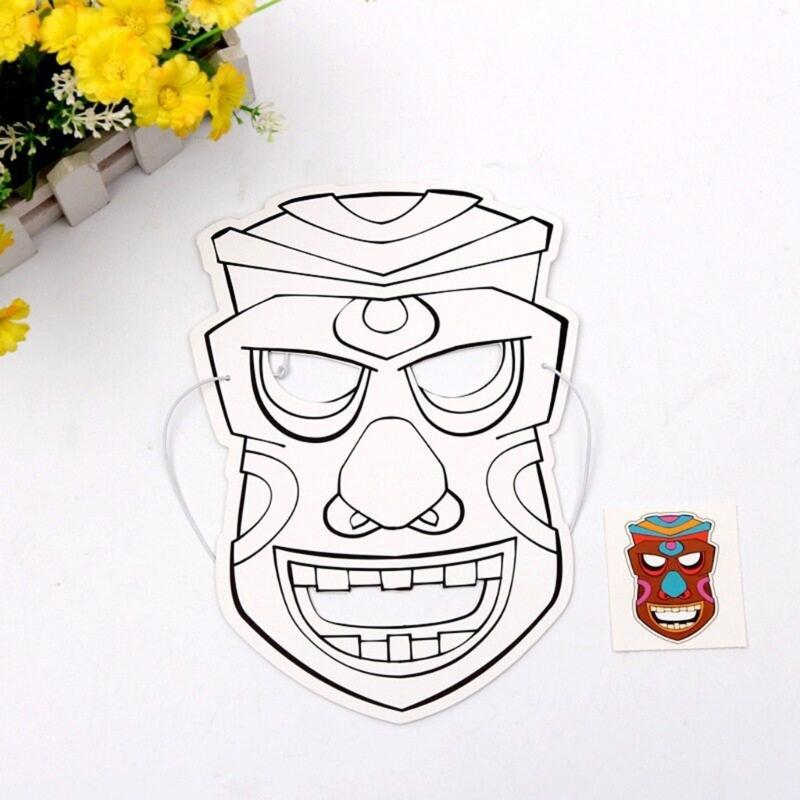 Classroom Project Island Masks, 12 Pack Paintable Paper Pulp Mask Set for Student Art Activities, Summer Party Crafts and Family DIY Use