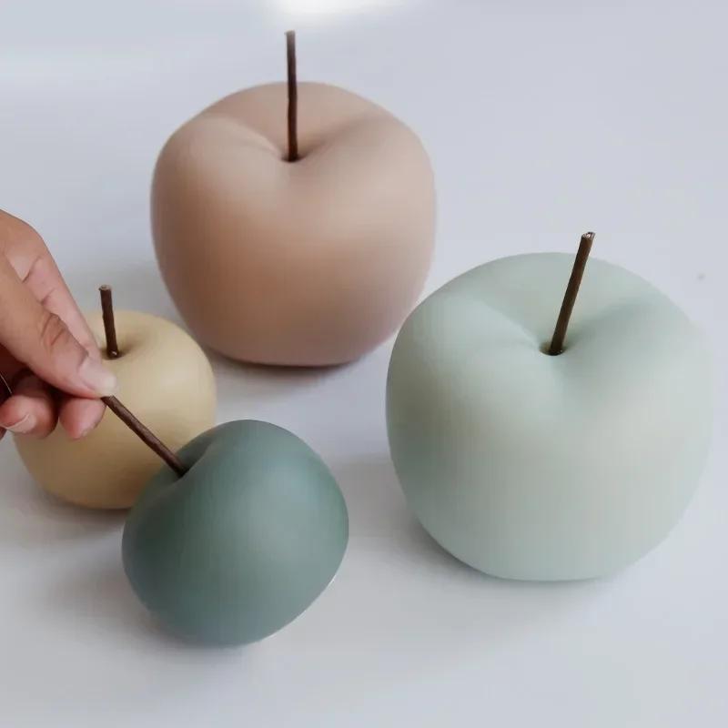 Nordic Exquisite Apple Sculpture and Figurines for Interior Home Decor Desk Accessories Ceramic Decor Creative Fruit Ornament