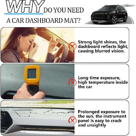 Dash Cover Fit for Hyundai Tucson 2019 2020 2021 Accessories(with Audio Hole) Anti-Skid Center Console Protector Cover Mat Car Dashboard Cover